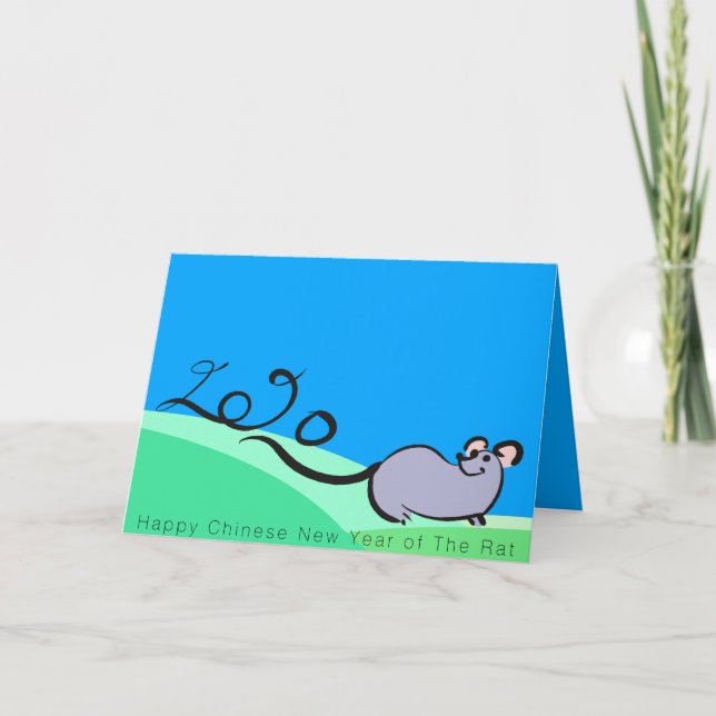 Landscape Cartoon Mouse Chinese Rat Year 2020 GC Holiday Card (Front)