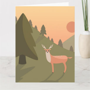 Landscape Deer Mountain Nature Wild Park Sunset Po Card