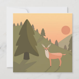 Landscape Deer Mountain Nature Wild Park Sunset Po Card