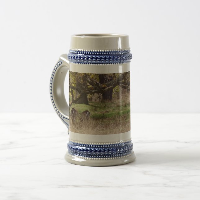 Landscape & Deers Grey /Blue 22 oz Stein (Front Left)