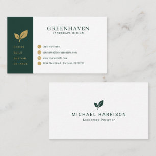 Landscape Design Green Gold Business Card