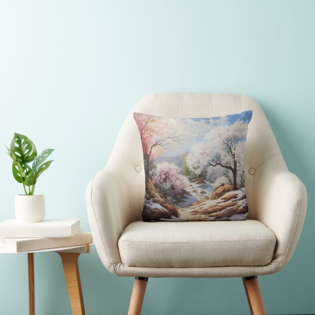 Landscape Early Spring Throw Pillow (Chair)