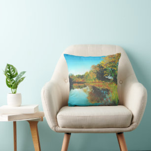 Landscape Fine Art Trees River Throw Pillow