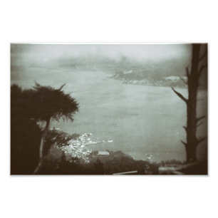 Landscape Fog Hillside Lake Valley Below Vintage Photo Print