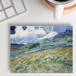 Landscape France Vincent Van Gogh Vintage Art Desk Paperweight<br><div class="desc">Custom, travel / landscape / nature / vintage art lovers' high polished glass home office desk paperweight with a felt backing, featuring a beautiful masterpiece colourful detailed intricate vintage oil on canvas painting, by Vincent van Gogh, of landscape from Saint-Rémy - a mountainous landscape behind Saint-Paul hospital, in France. A...</div>