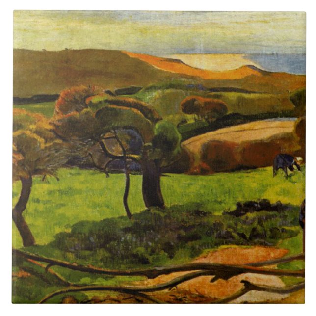 Landscape From Bretagne by Paul Gauguin Tile (Front)