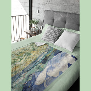 Landscape from Saint-Rémy by Vincent Van Gogh Fleece Blanket