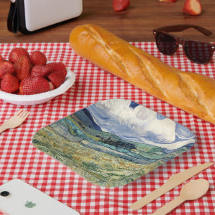 Landscape from Saint-Rémy by Vincent Van Gogh Paper Plate