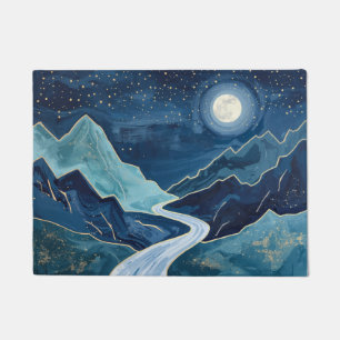 landscape Golden Peaks Under a Night Sky  Doormat