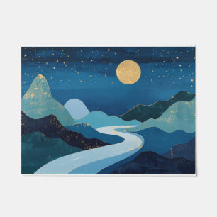 landscape Golden Peaks Under a Night Sky  Doormat