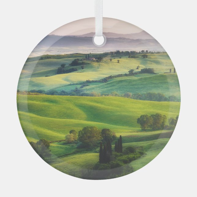 Landscape Greenery: Light Painted Serenity Glass Ornament (Front)