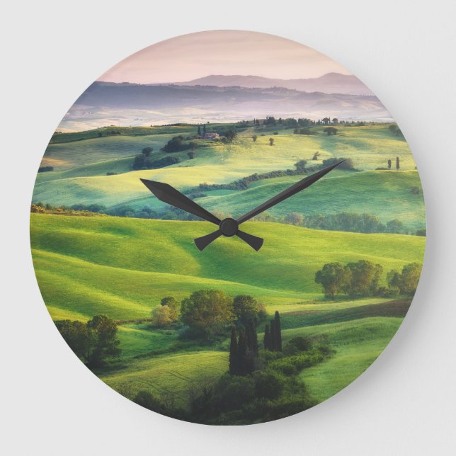 Landscape Greenery: Light Painted Serenity Large Clock (Front)