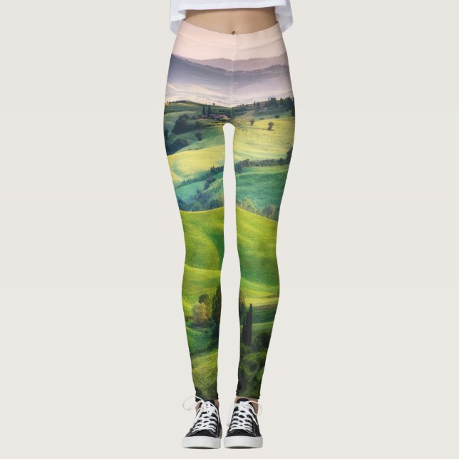 Landscape Greenery: Light Painted Serenity Leggings (Front)