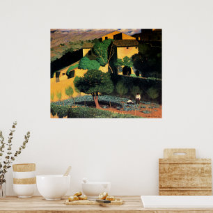 Landscape in Cagnes, fine art painting, Poster