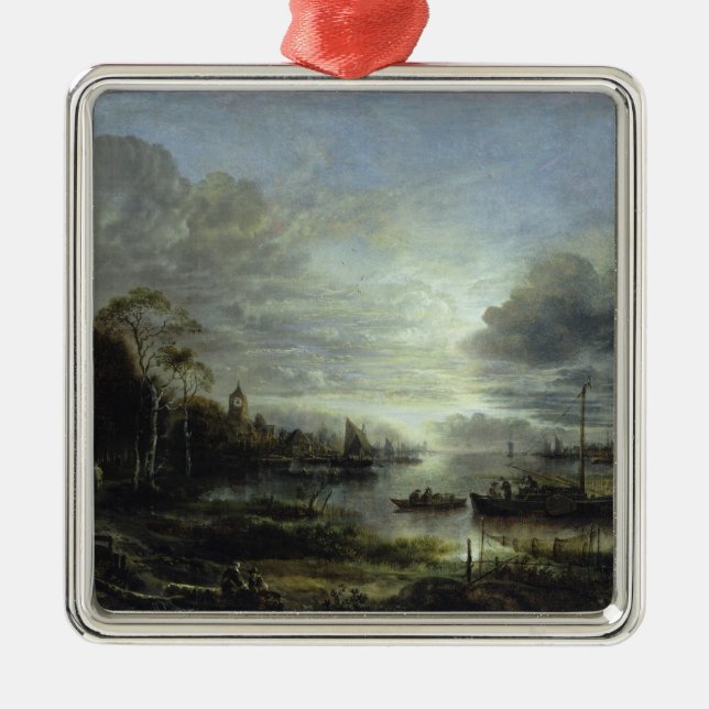 Landscape in Moonlight Metal Ornament (Front)