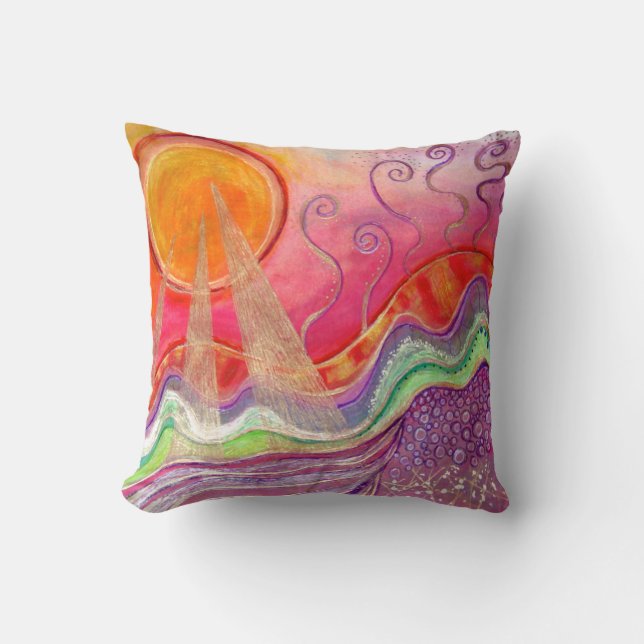 Landscape in the Sun Throw Pillow (Front)