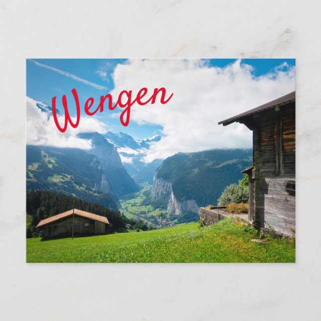 Landscape in Wengen in Switzerland Postcard (Front)