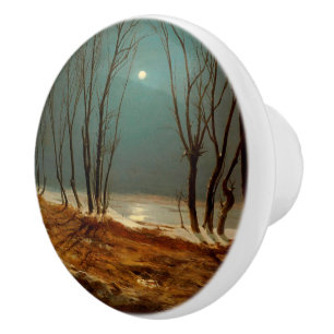 Landscape in Winter at Moonlight by Carl Blechen Ceramic Knob