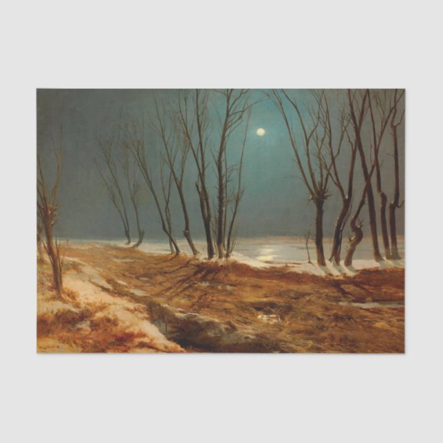 Landscape in Winter at Moonlight by Carl Blechen Tissue Paper (Front)