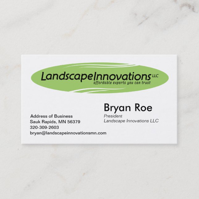 Landscape Innovations Business Card Template 2 (Front)