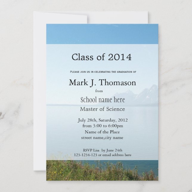 Landscape lake photography graduation party invitation (Front)
