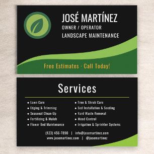 Landscape Maintenance Black Green  Business Card
