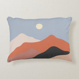 Landscape mid century illustrations,minimalist lan accent pillow