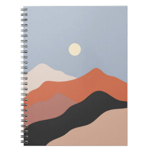 Landscape mid century illustrations,minimalist lan notebook