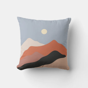 Landscape mid century illustrations,minimalist lan throw pillow