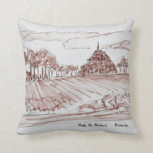 Landscape Mont Saint-Michel   Normandy, France Throw Pillow