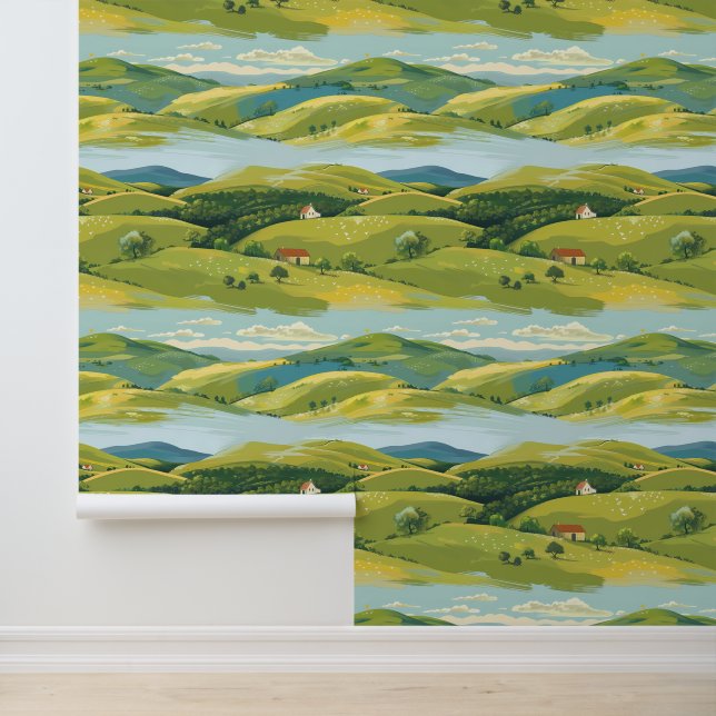 Landscape Mural Hills Country Wallpaper (Application)