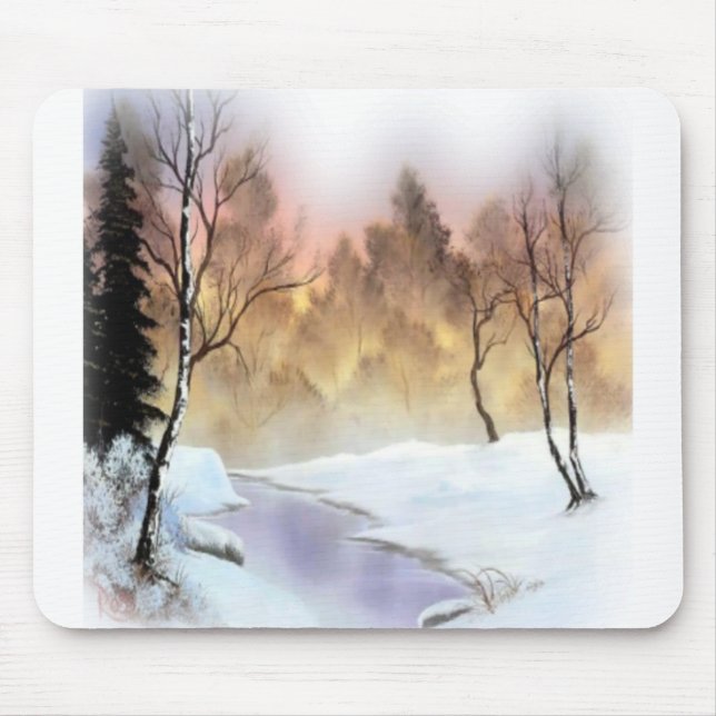 landscape nature snow snowday winter mouse pad (Front)