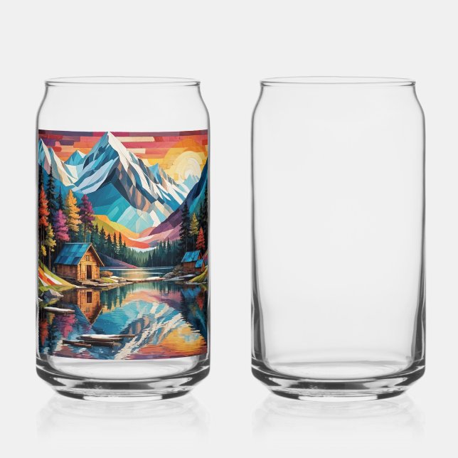 Landscape nature sunset lake Mountain forest Can Glass (Front)