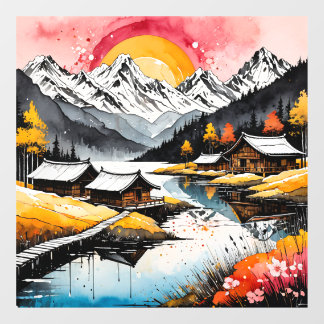 Landscape nature sunset lake Mountain  Window Cling