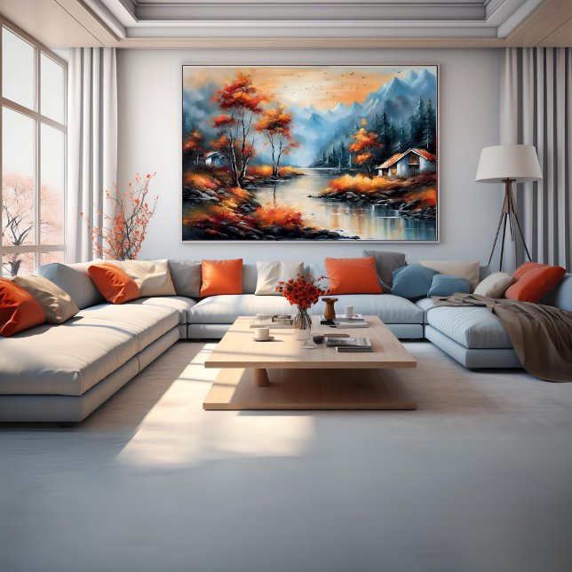 Landscape Near Lake Modern Art Poster (Landscape Near Lake Modern Art Poster)