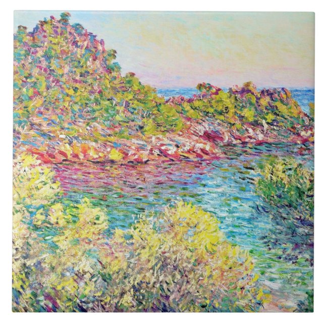 Landscape Near Monte Carlo (by Claude Monet) Tile (Front)