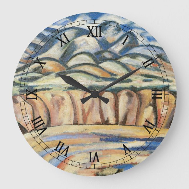 Landscape, New Mexico by Marsden Hartley, Fine Art Large Clock (Front)