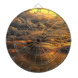Landscape of Clouds and Water with Birds Dartboard