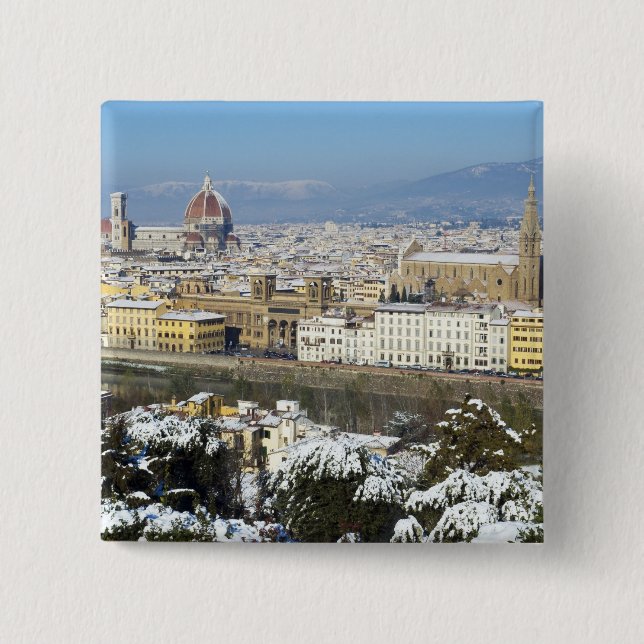 Landscape of Florence from Piazzale 2 Inch Square Button (Front)
