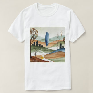 landscape of hills with small houses T-Shirt