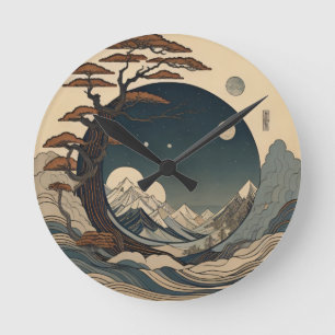 Landscape of Japan Round Clock