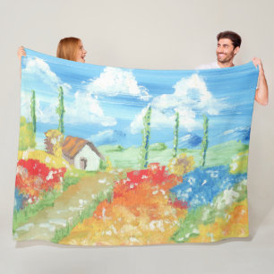 Landscape of the vastness of Tuscany Fleece Blanket