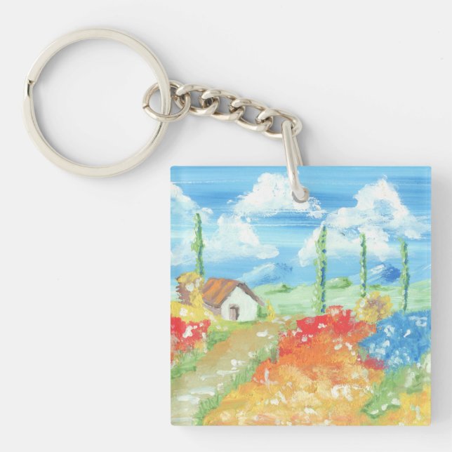 Landscape of the vastness of Tuscany Keychain (Front)