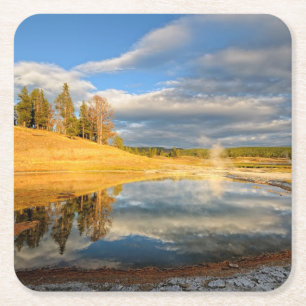 Landscape of Yellowstone Square Paper Coaster