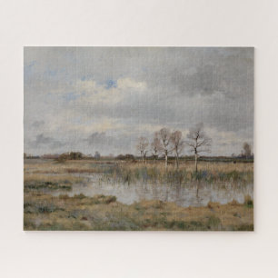 Landscape oil on canvas, vintage fine art. Oil  Jigsaw Puzzle