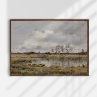 Landscape oil on canvas, vintage fine art. Oil Poster