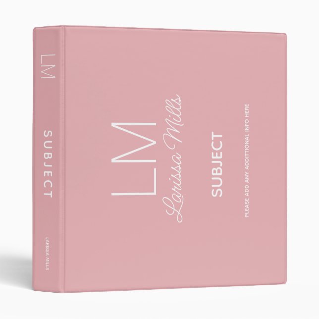 Landscape Orientation Custom Dusty Rose Binder (Front/Spine)