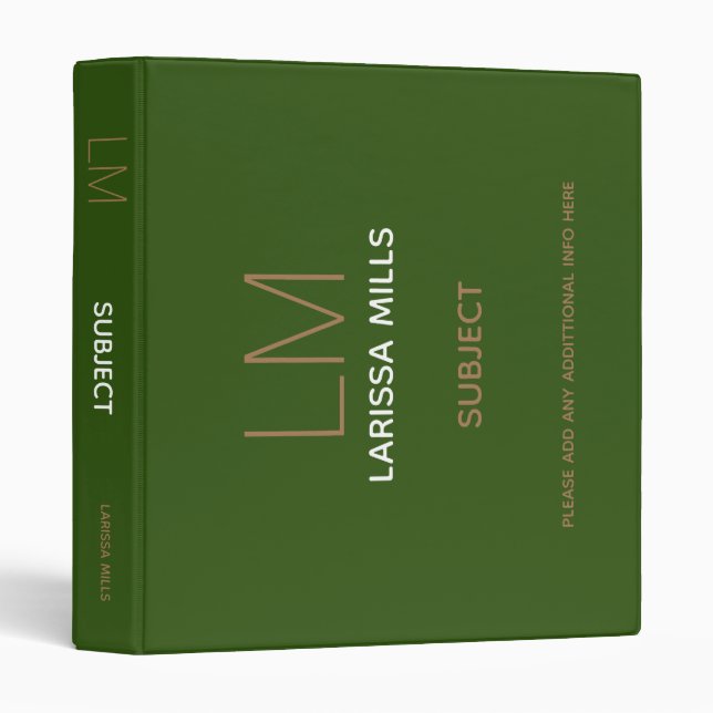 Landscape Orientation Custom Green Binder (Front/Spine)