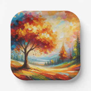 Landscape Painting With Bright Colours-96771 Paper Plate