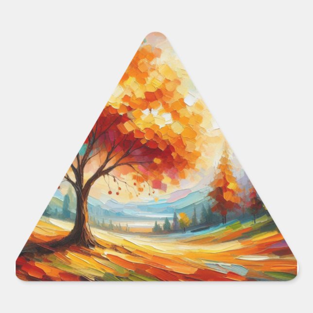 Landscape Painting With Bright Colours-96771 Triangle Sticker (Front)